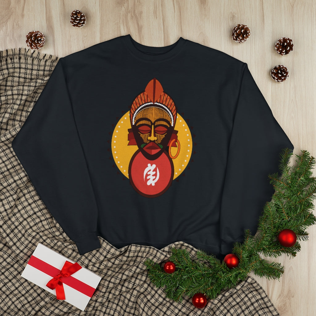 Tribal African Mask Unisex EcoSmart® Crewneck Sweatshirt