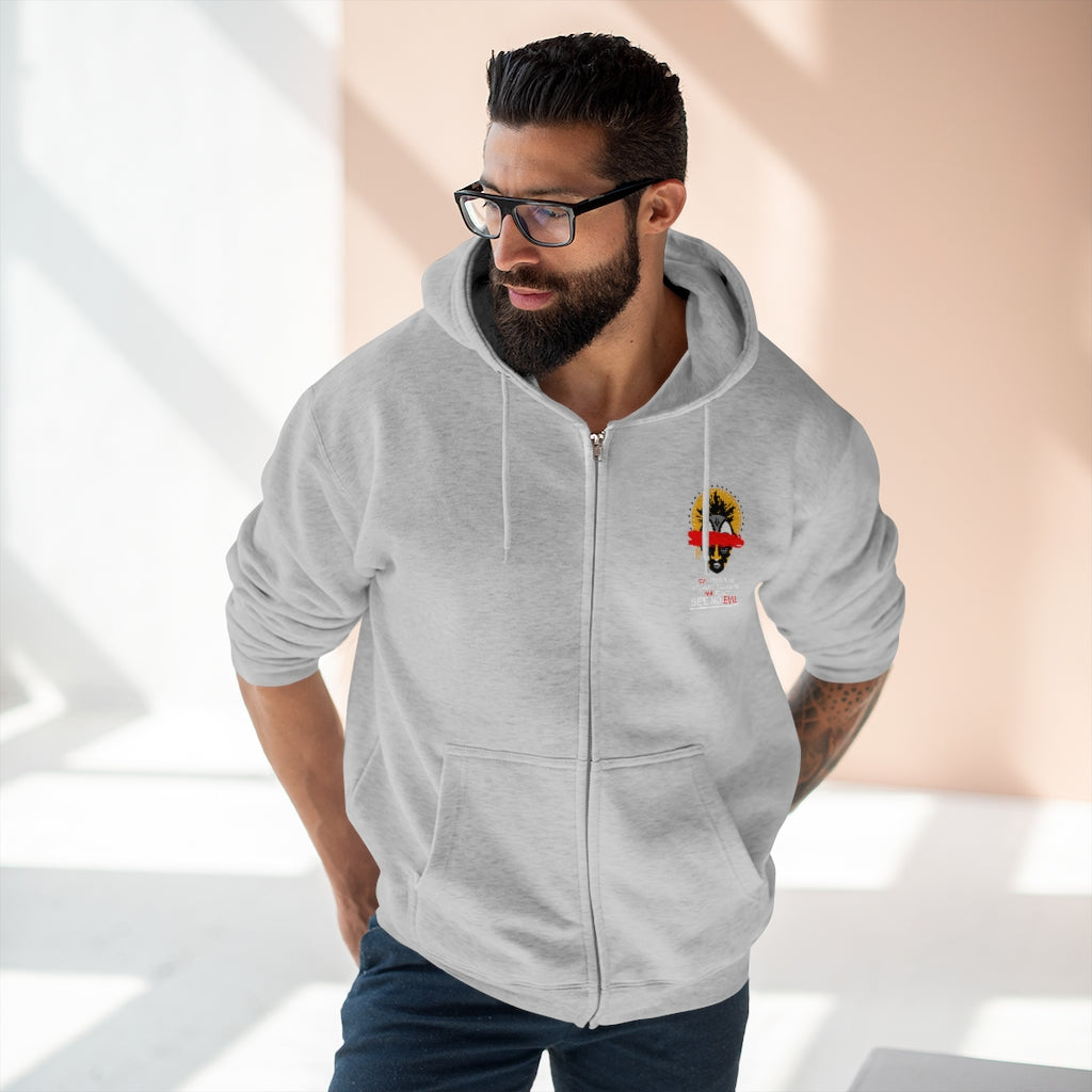 See No Evil Tribal African Mask Unisex Premium Full Zip Hoodie