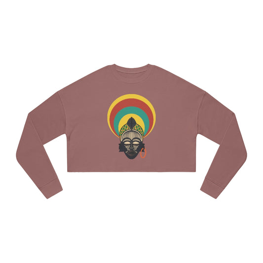 Tribal African Mask Cropped Sweatshirt