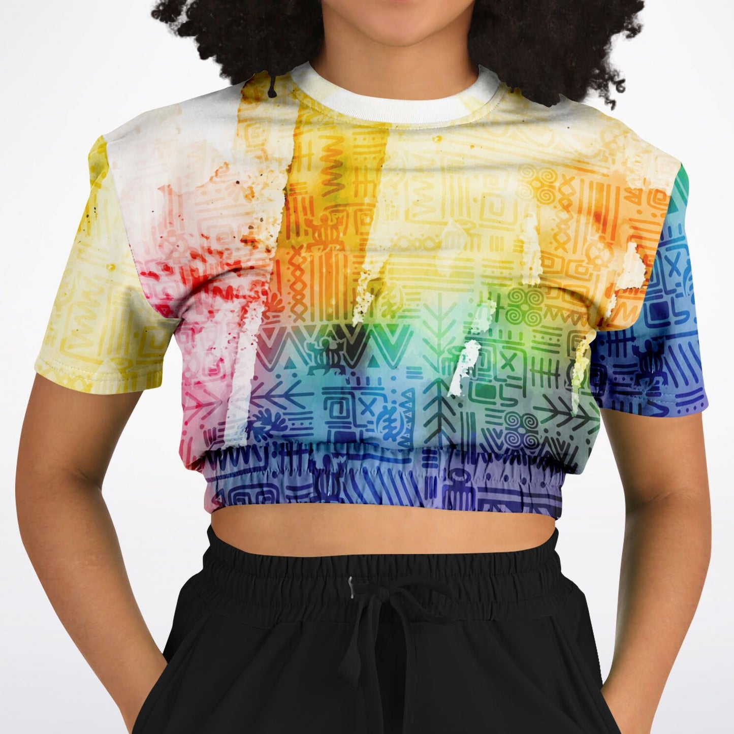 Tribal Adinkra Cropped short sleeve sweatshirt