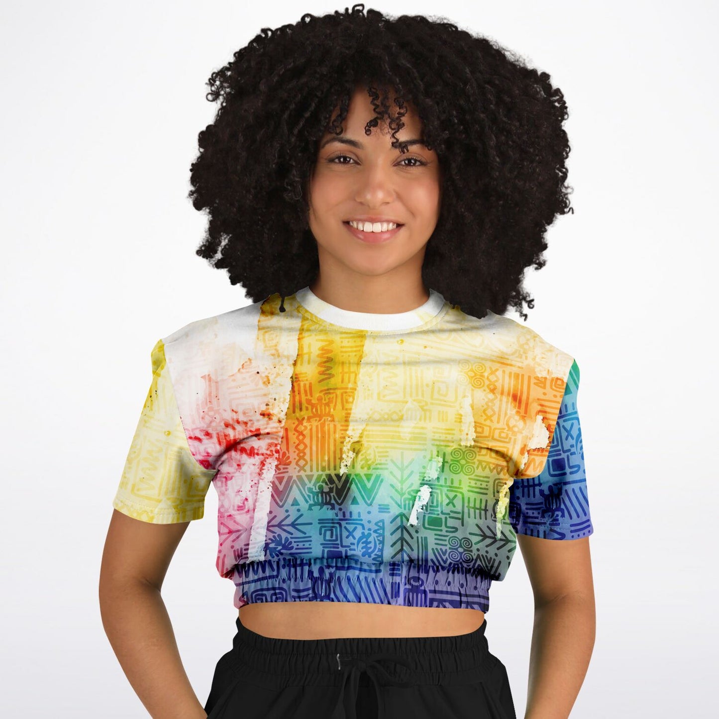 Tribal Adinkra Cropped short sleeve sweatshirt