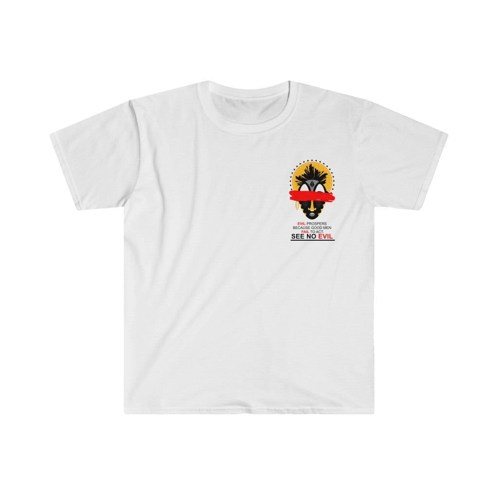 See No Evil Tribal African Mask Unisex Softstyle T-Shirt