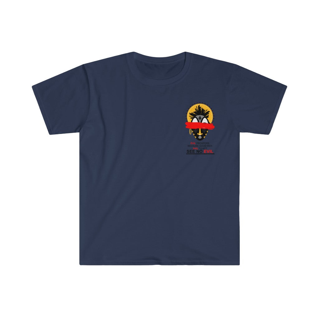 See No Evil Tribal African Mask Unisex Softstyle T-Shirt