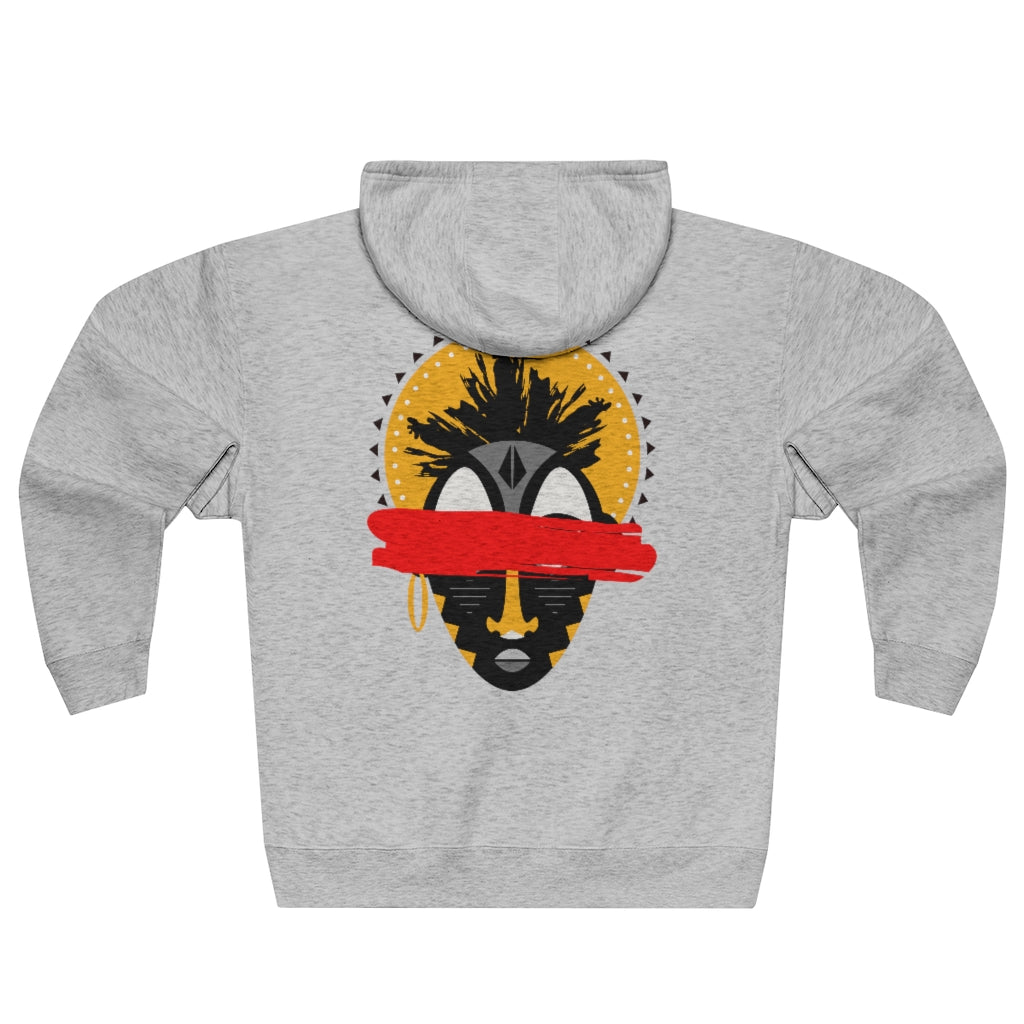 See No Evil Tribal African Mask Unisex Premium Full Zip Hoodie
