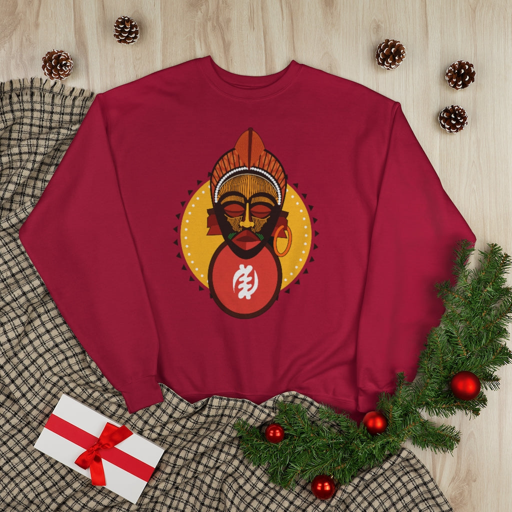 Tribal African Mask Unisex EcoSmart® Crewneck Sweatshirt