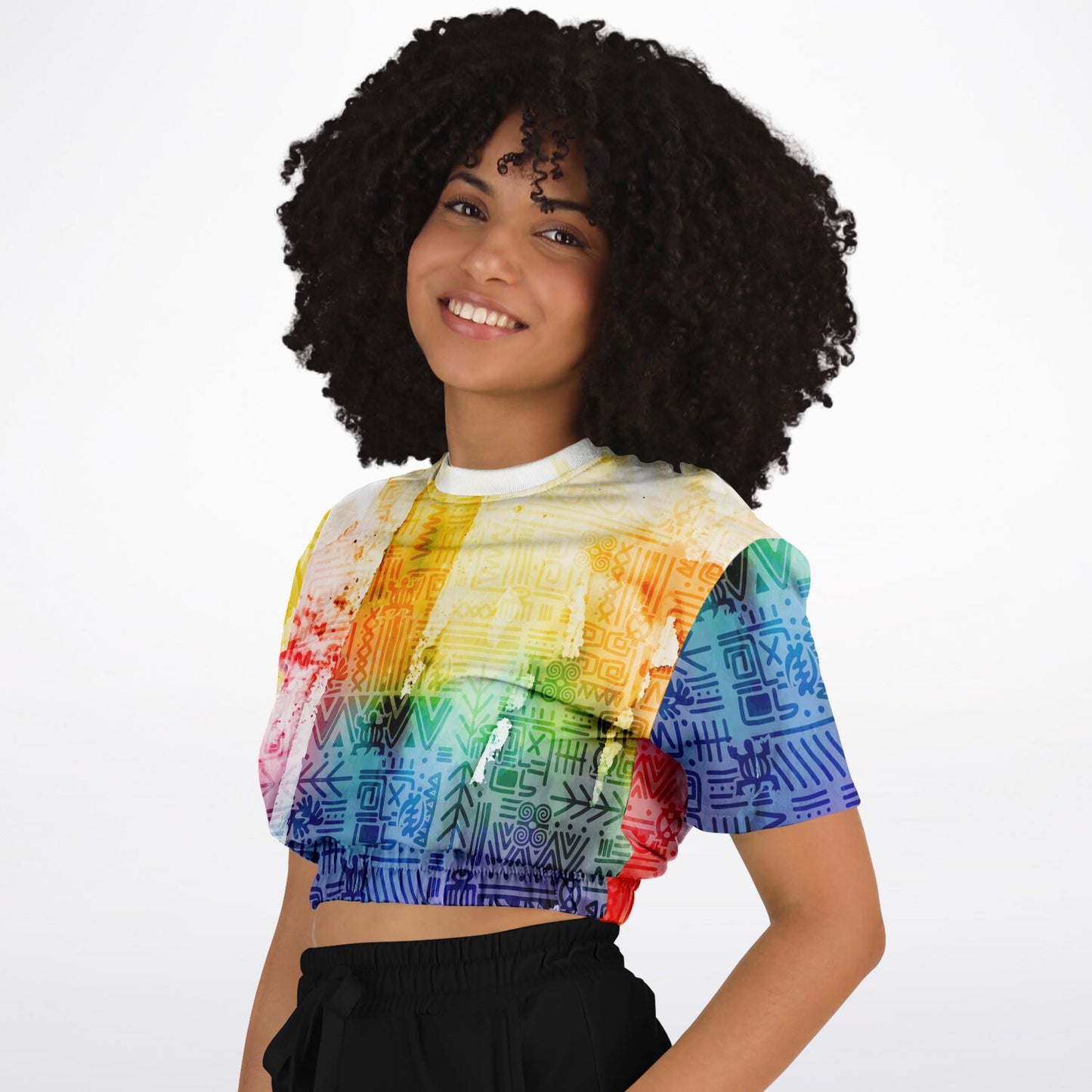 Tribal Adinkra Cropped short sleeve sweatshirt