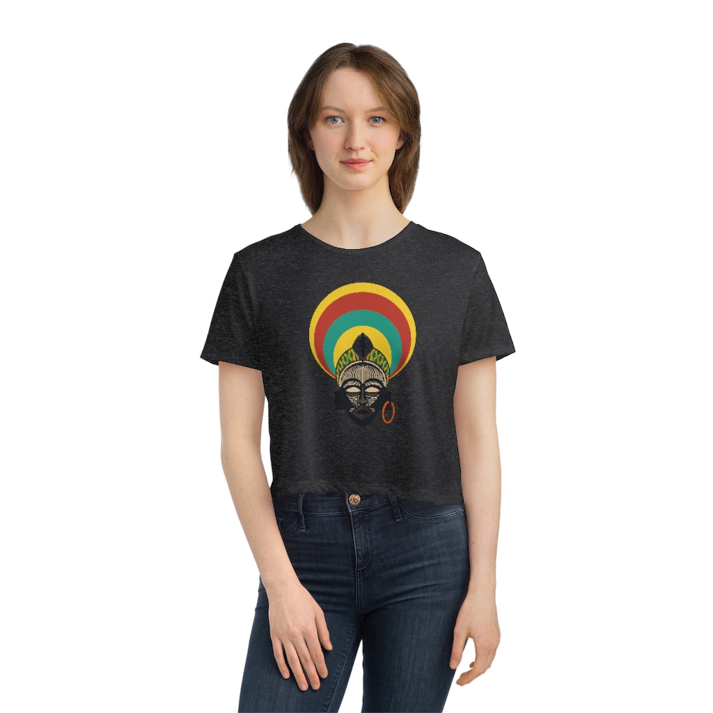 Tribal African Mask Women's Flowy Cropped Tee