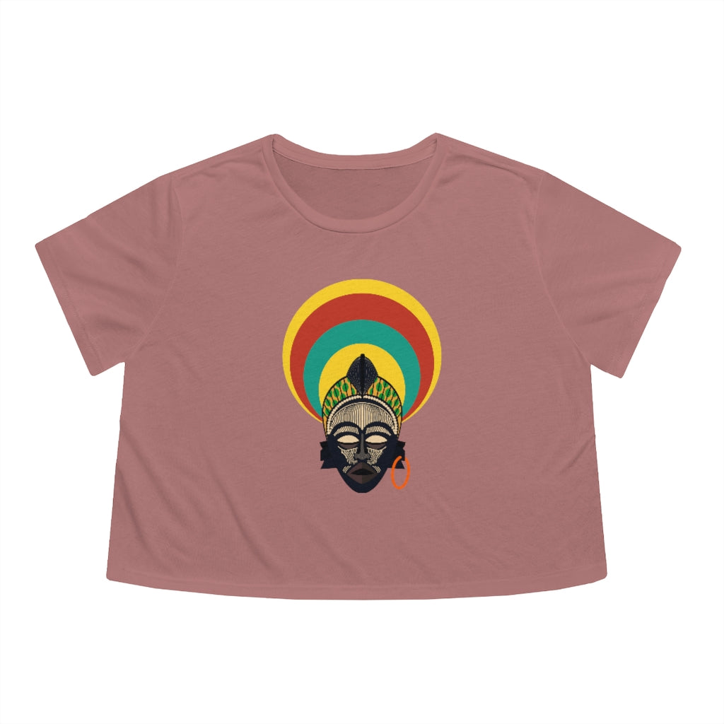 Tribal African Mask Women's Flowy Cropped Tee