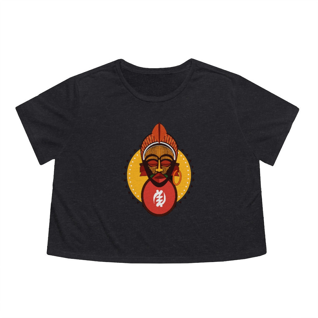 Tribal African Mask Women's Flowy Cropped Tee