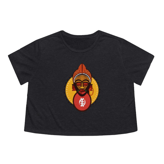 Tribal African Mask Women's Flowy Cropped Tee