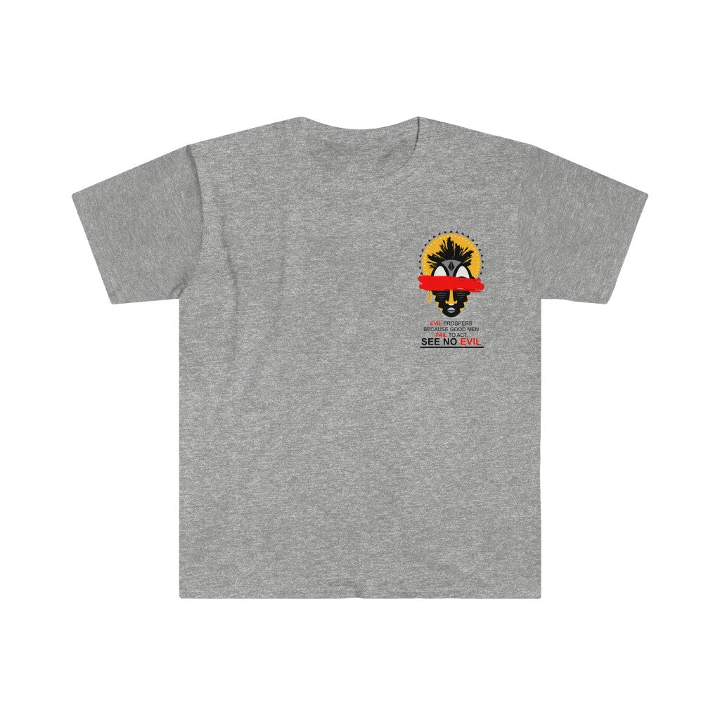 See No Evil Tribal African Mask Unisex Softstyle T-Shirt