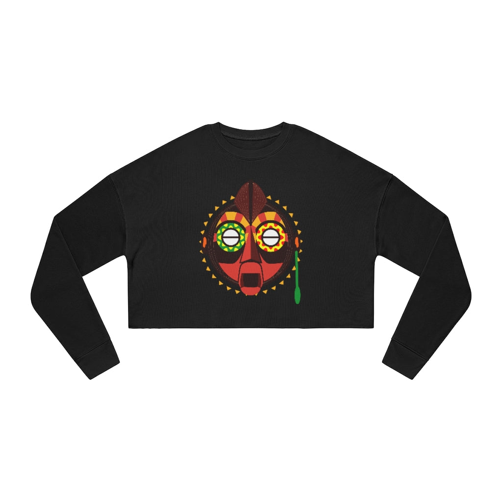 Tribal African Mask Cropped Sweatshirt