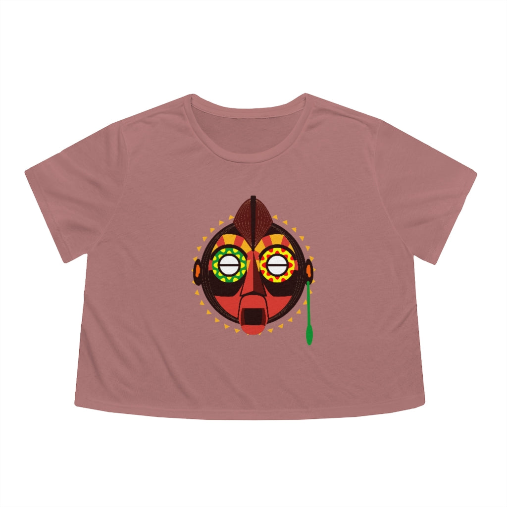 Tribal African Mask Women's Flowy Cropped Tee