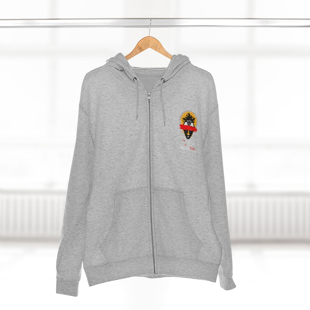 See No Evil Tribal African Mask Unisex Premium Full Zip Hoodie