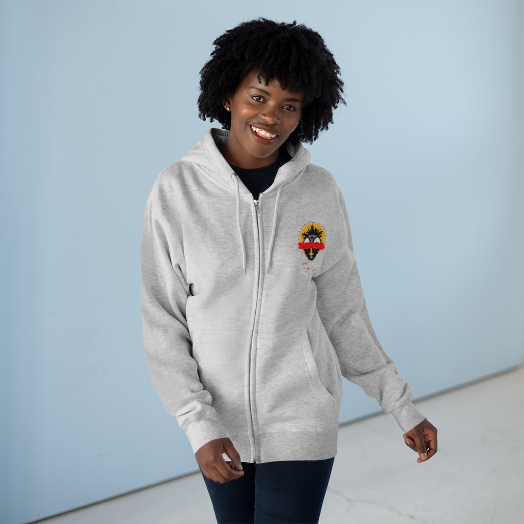 See No Evil Tribal African Mask Unisex Premium Full Zip Hoodie