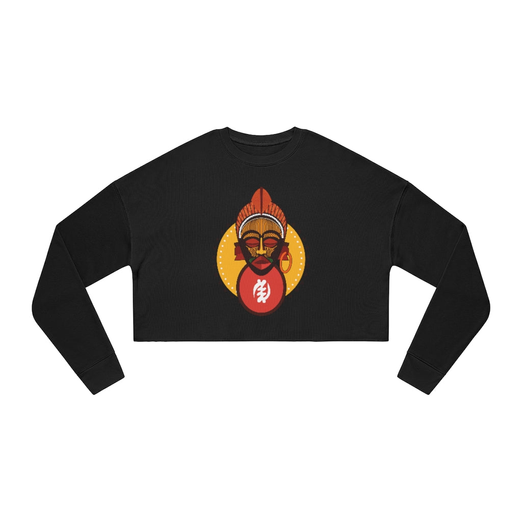 Tribal African Mask Cropped Sweatshirt