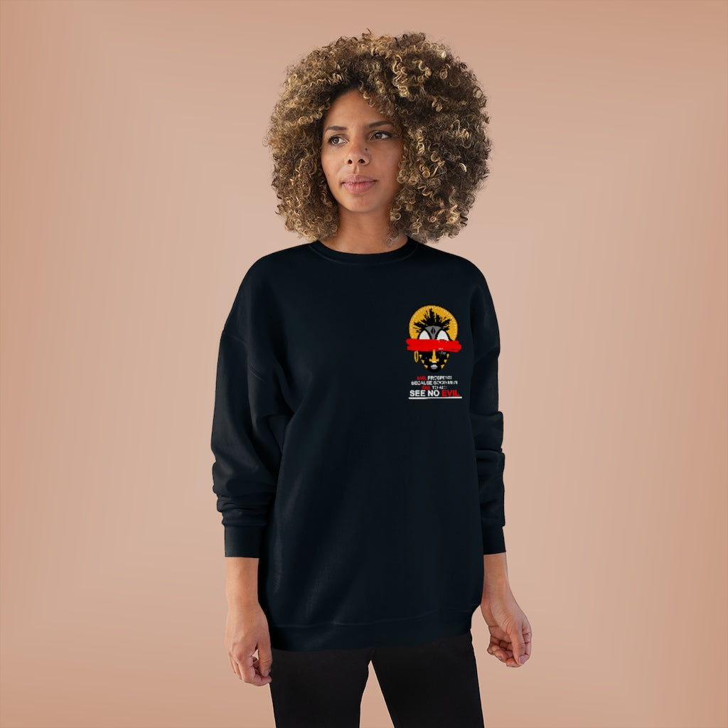 See No Evil Tribal African Mask Unisex EcoSmart® Crewneck Sweatshirt