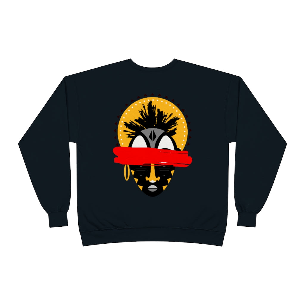 See No Evil Tribal African Mask Unisex EcoSmart® Crewneck Sweatshirt