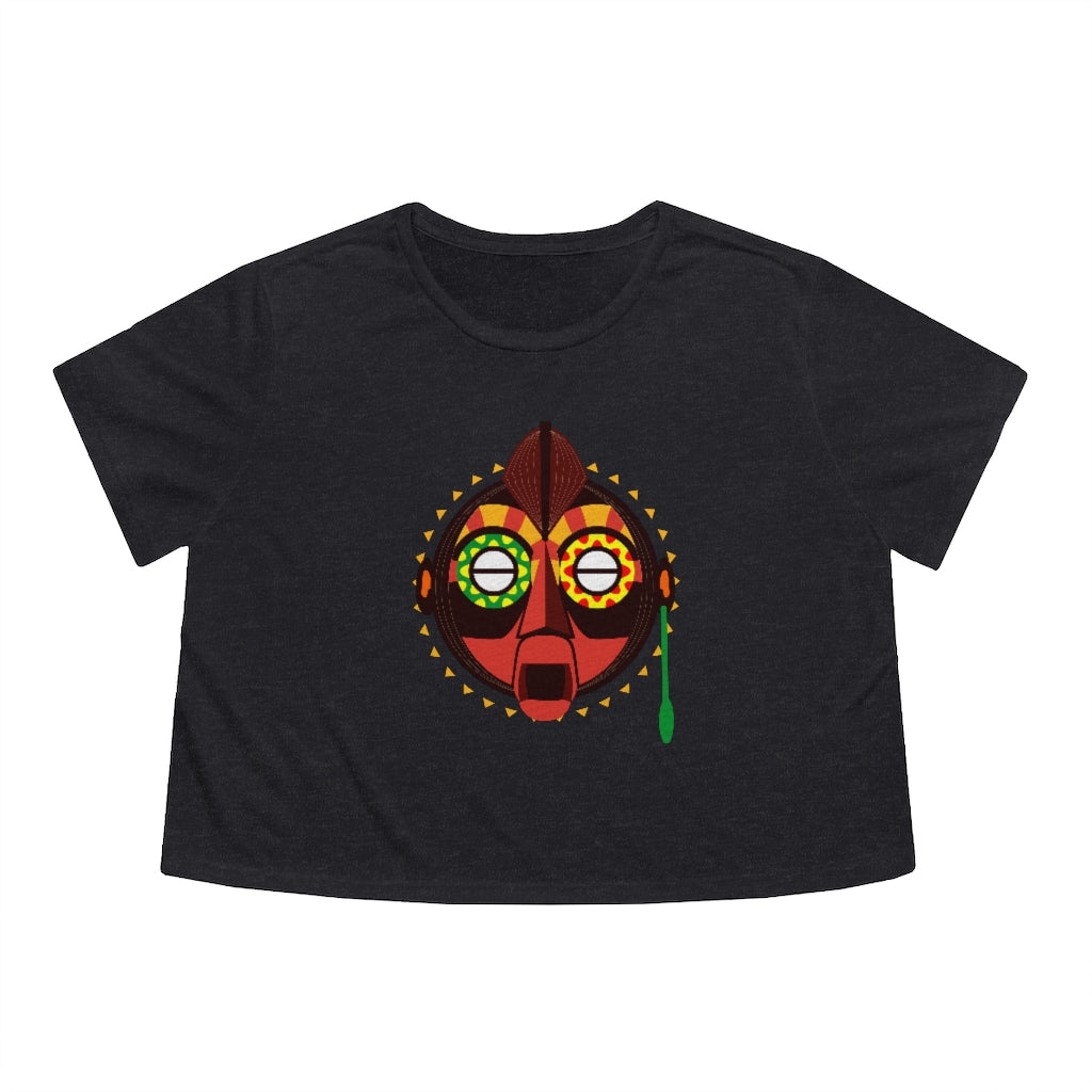 Tribal African Mask Women's Flowy Cropped Tee