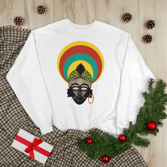 Tribal African Mask Unisex EcoSmart® Crewneck Sweatshirt
