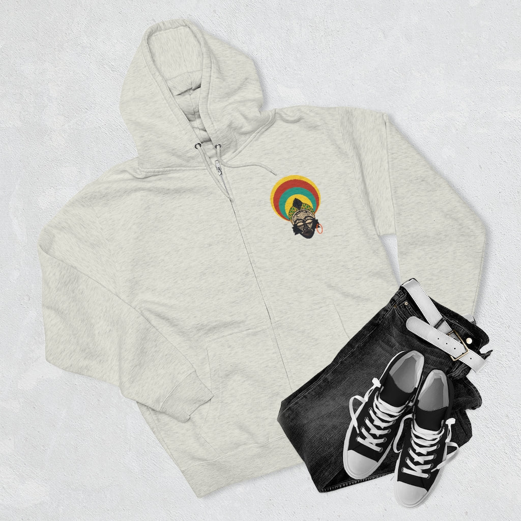 Tribal African Mask Unisex Premium Full Zip Hoodie