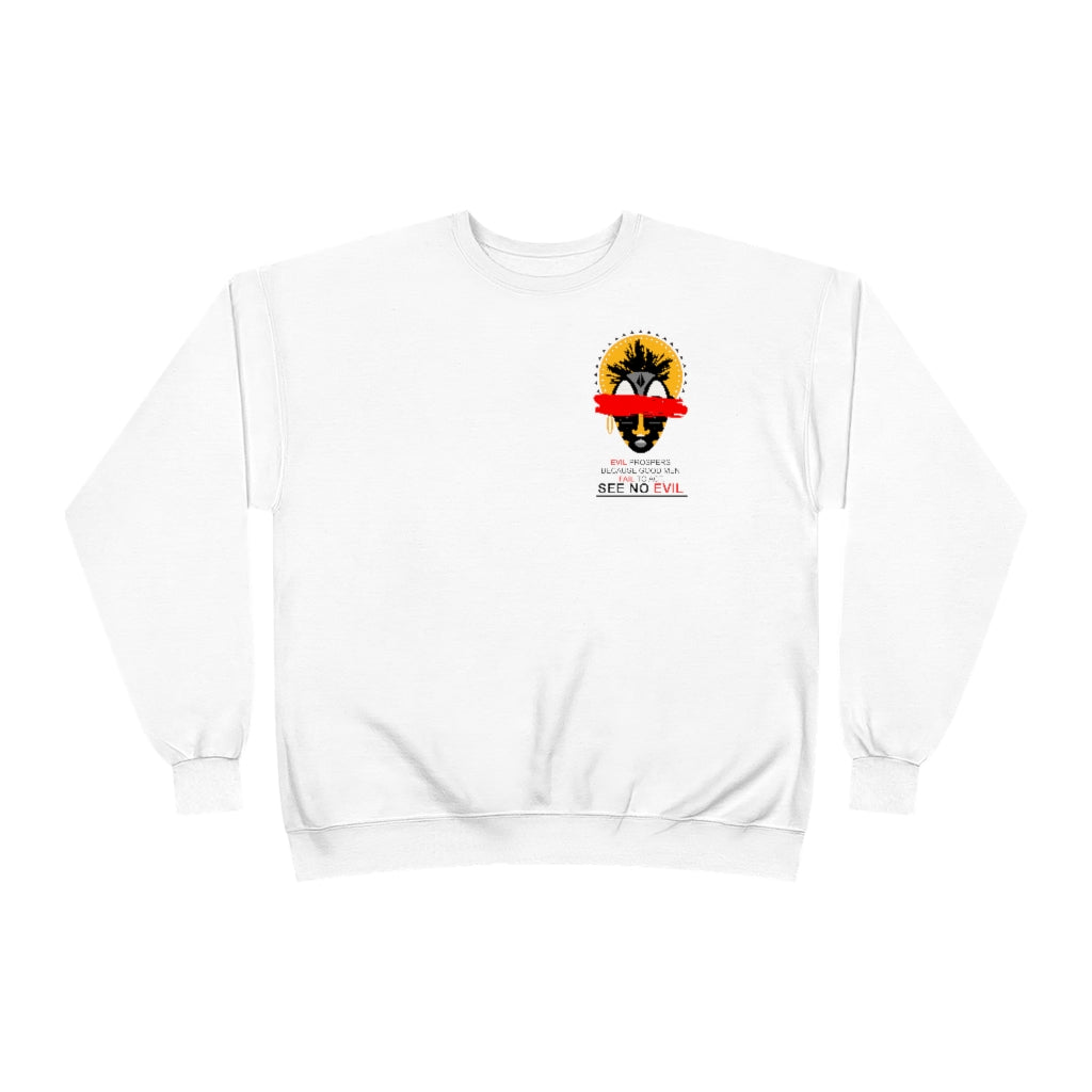 See No Evil Tribal African Mask Unisex EcoSmart® Crewneck Sweatshirt
