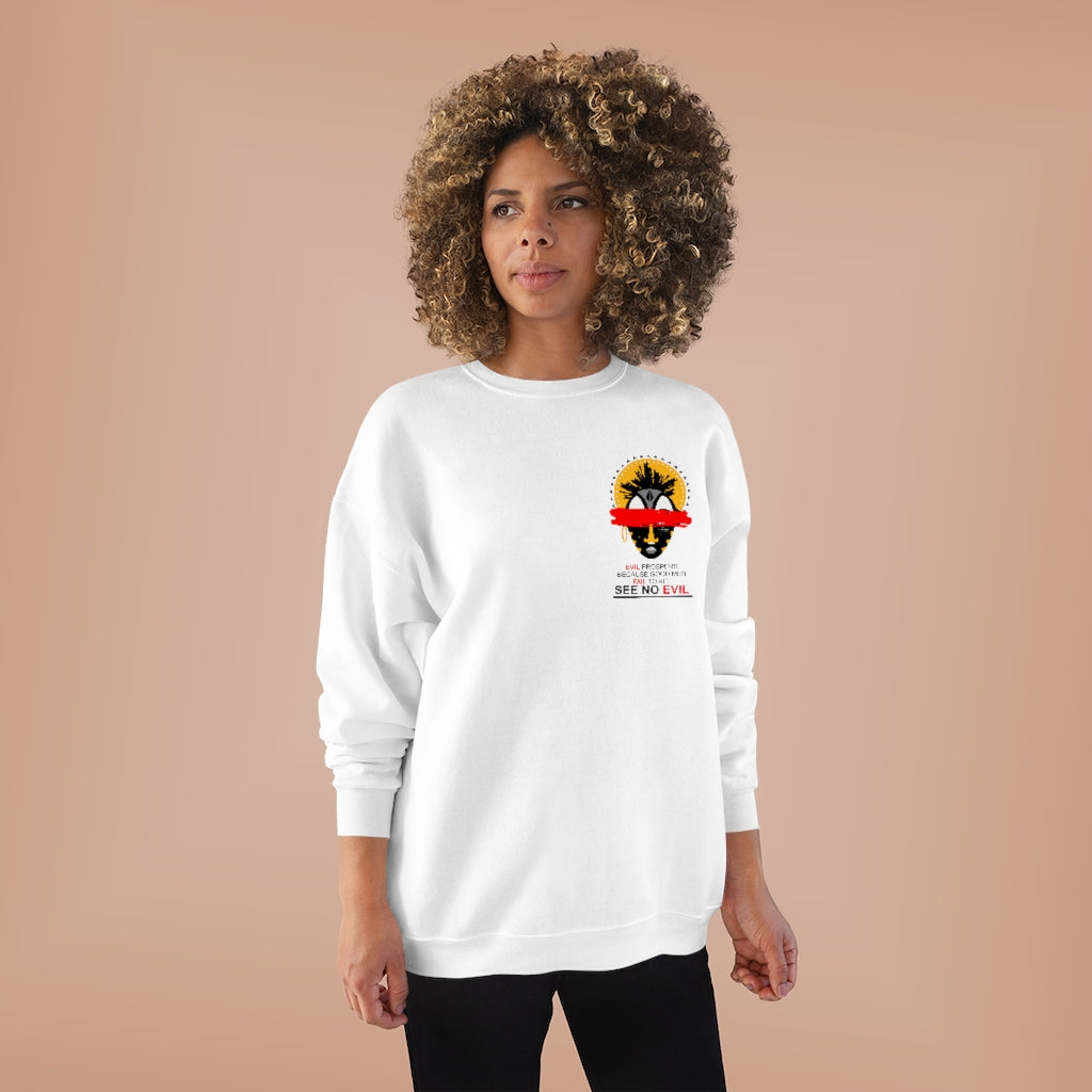See No Evil Tribal African Mask Unisex EcoSmart® Crewneck Sweatshirt