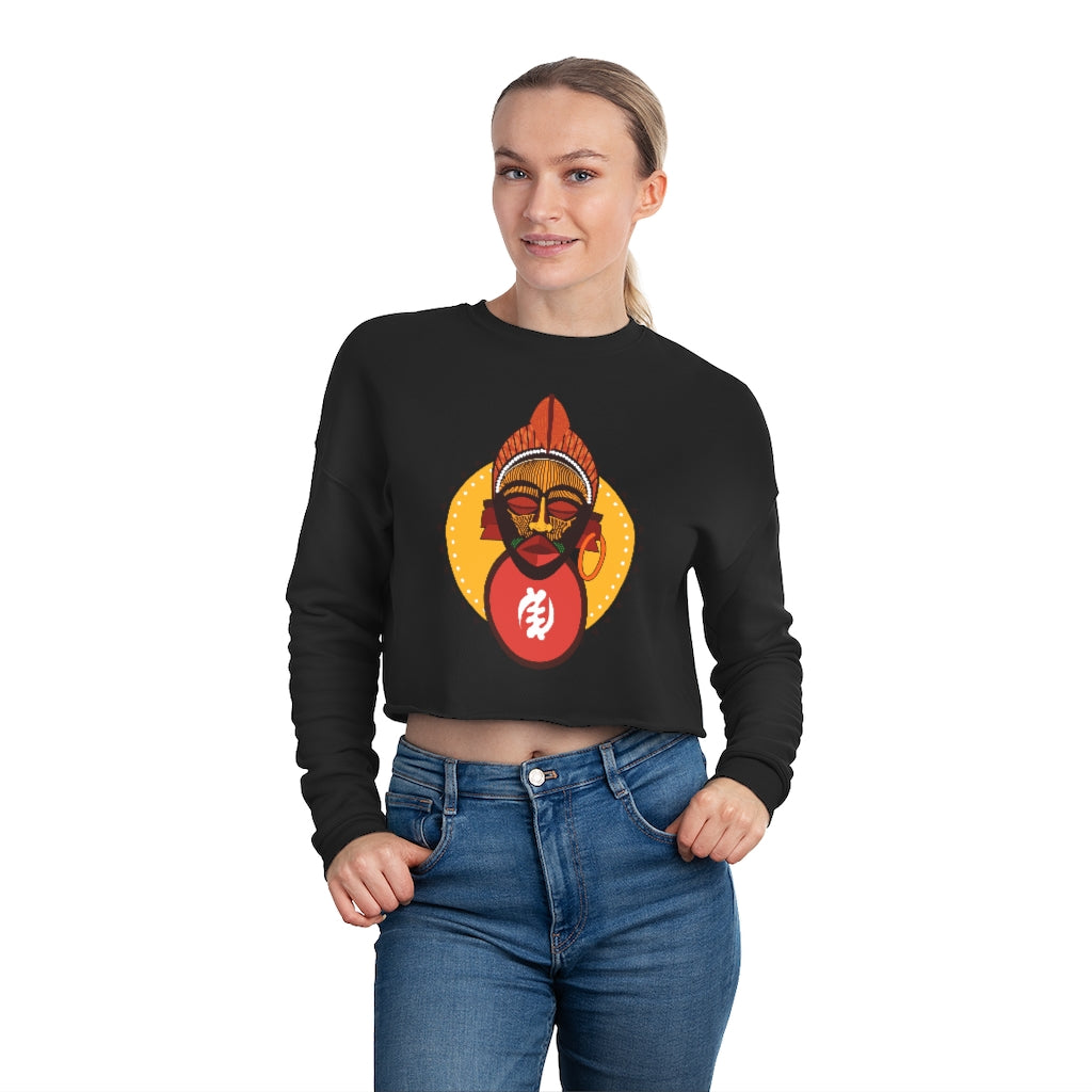 Tribal African Mask Cropped Sweatshirt