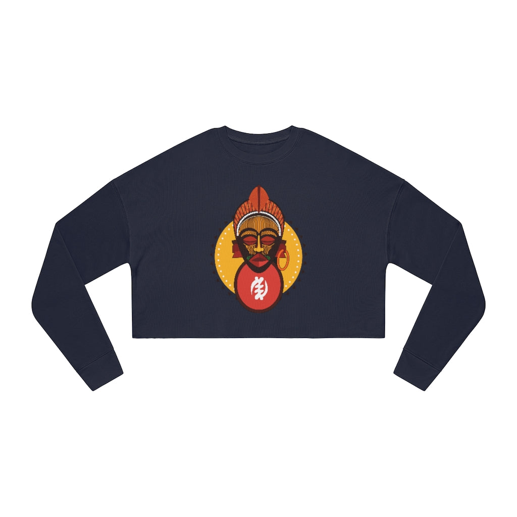 Tribal African Mask Cropped Sweatshirt