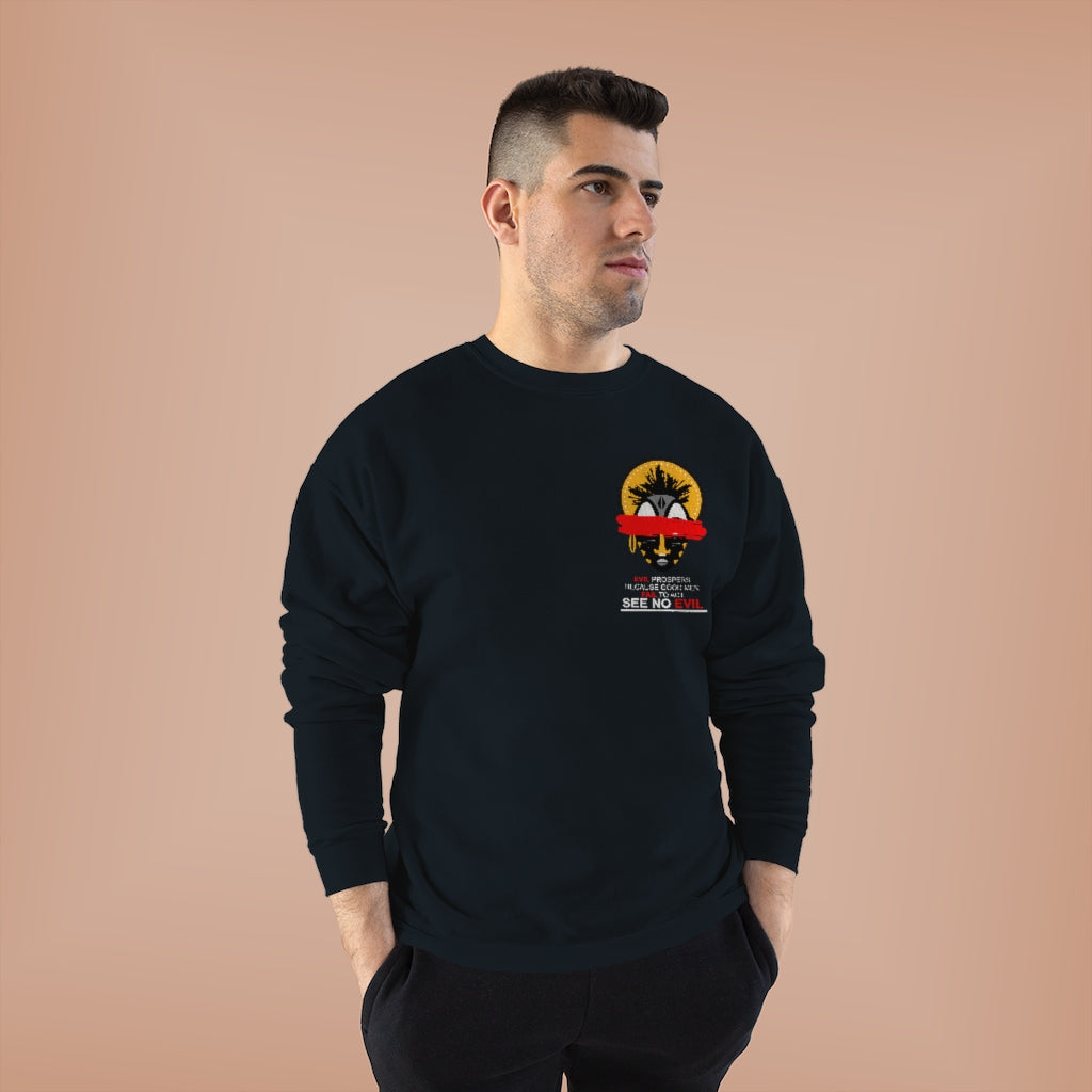 See No Evil Tribal African Mask Unisex EcoSmart® Crewneck Sweatshirt