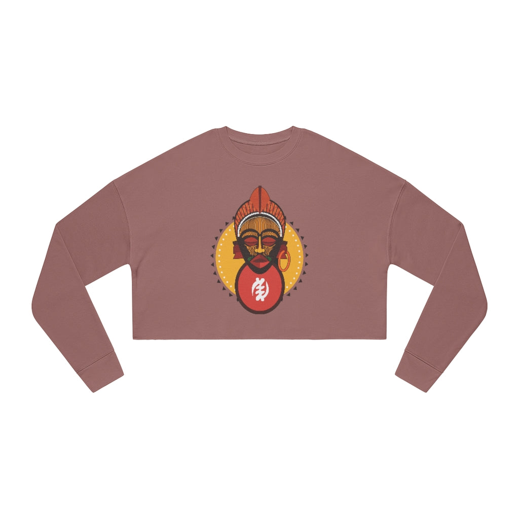 Tribal African Mask Cropped Sweatshirt