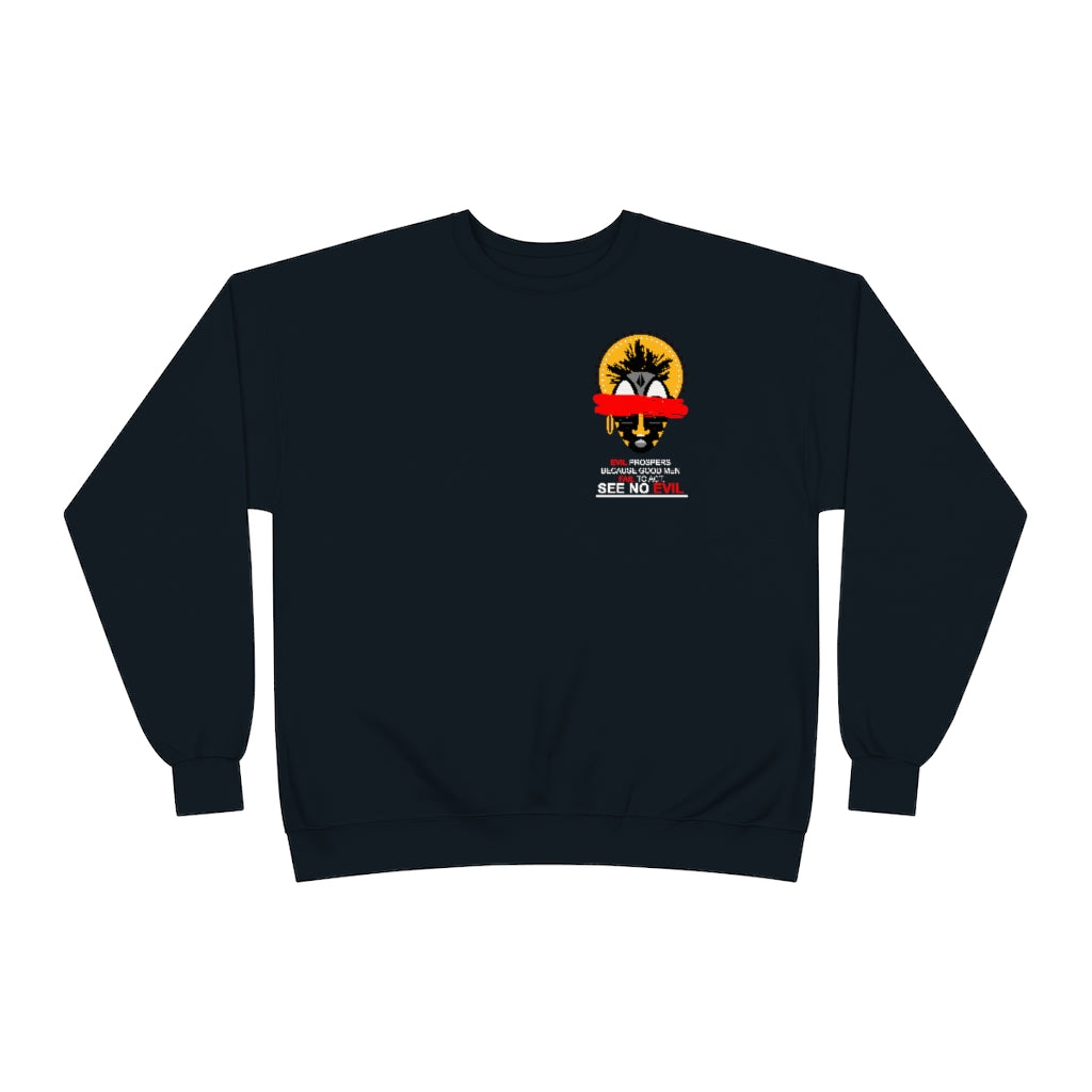 See No Evil Tribal African Mask Unisex EcoSmart® Crewneck Sweatshirt
