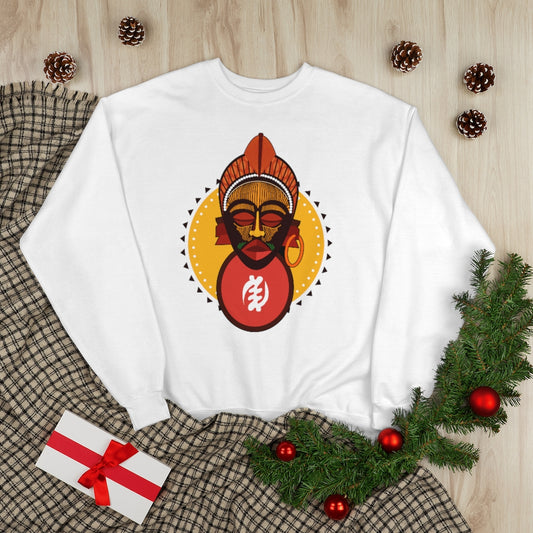 Tribal African Mask Unisex EcoSmart® Crewneck Sweatshirt
